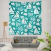 Ocean Treasures Sailboats Corals Shells Wall Tapestry