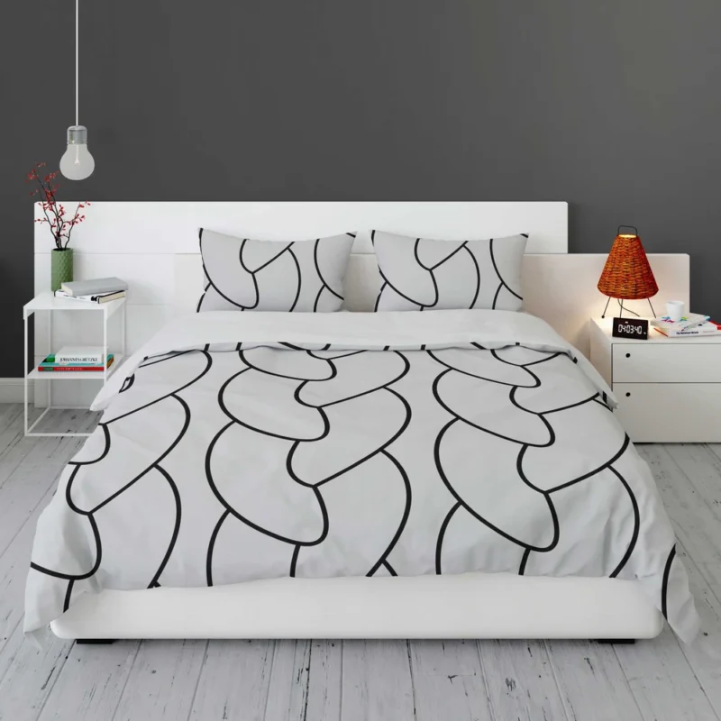 Off Grey Black Braided Rope Minimalist Bedding Set 1