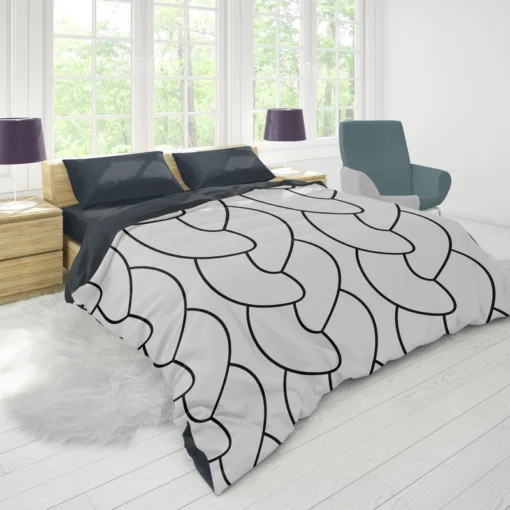 Off Grey Black Braided Rope Minimalist Duvet Cover 1