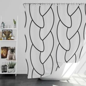 Off Grey Black Braided Rope Minimalist Shower Curtain