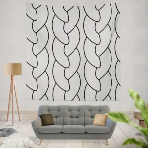 Off Grey Black Braided Rope Minimalist Wall Tapestry