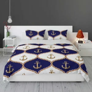 Ogee Pattern Metallic Anchor Bedding Set 1