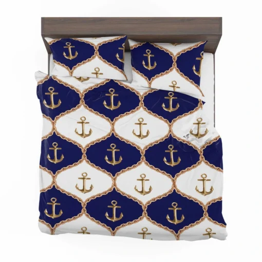 Ogee Pattern Metallic Anchor Bedding Set 2