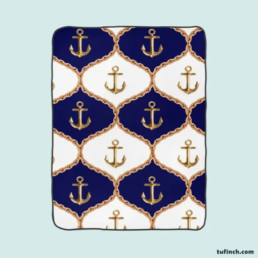 Ogee Pattern Metallic Anchor Fleece Blanket 1