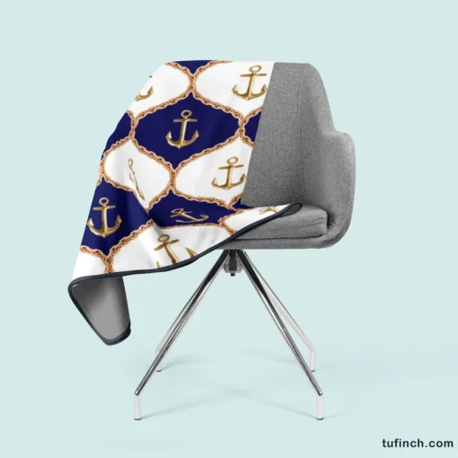 Ogee Pattern Metallic Anchor Fleece Blanket 2