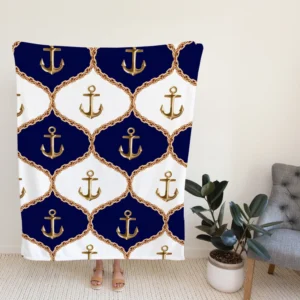 Ogee Pattern Metallic Anchor Fleece Blanket