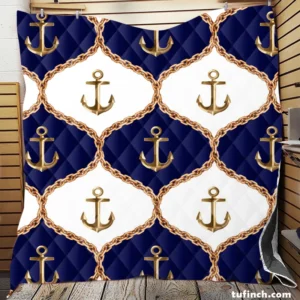 Ogee Pattern Metallic Anchor Quilt Blanket