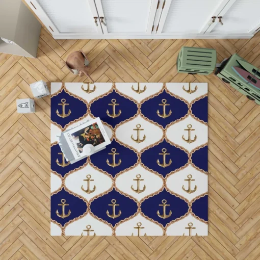 Ogee Pattern Metallic Anchor Rug