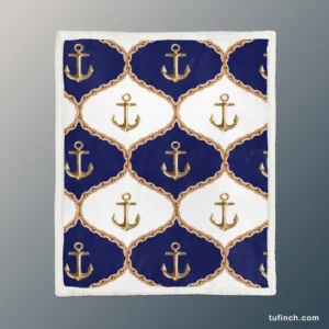 Ogee Pattern Metallic Anchor Sherpa Fleece Blanket 1