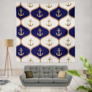 Ogee Pattern Metallic Anchor Wall Tapestry