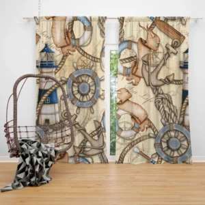 Old Fashioned Nautical Pattern Curtain