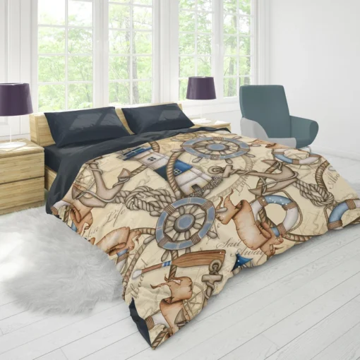 Old Fashioned Nautical Pattern Duvet Cover 1