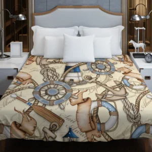 Old Fashioned Nautical Pattern Duvet Cover