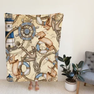 Old Fashioned Nautical Pattern Fleece Blanket