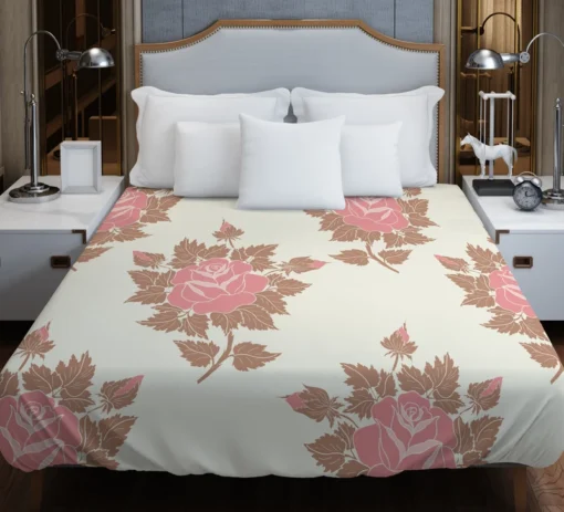 Old Fashioned Rose Flower Texture Duvet Cover