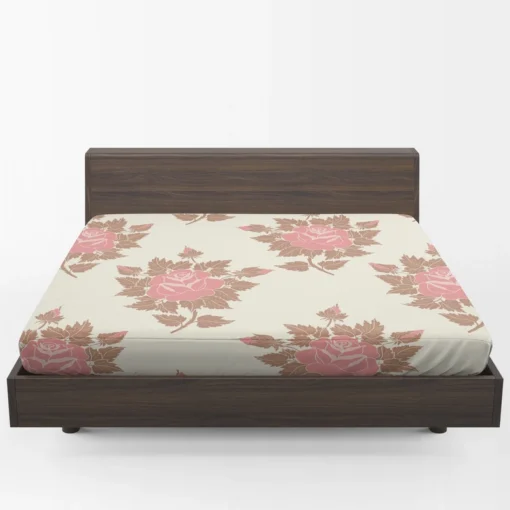 Old Fashioned Rose Flower Texture Fitted Sheet 1