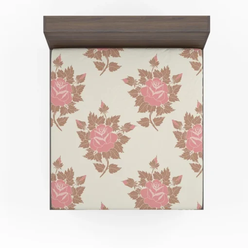 Old Fashioned Rose Flower Texture Fitted Sheet