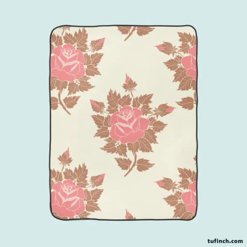 Old Fashioned Rose Flower Texture Fleece Blanket 1