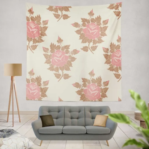 Old Fashioned Rose Flower Texture Wall Tapestry