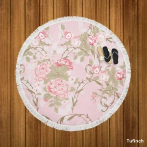 Old French Roses Round Beach Towel