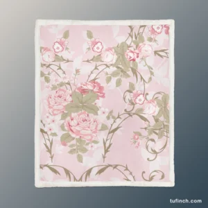 Old French Roses Sherpa Fleece Blanket 1