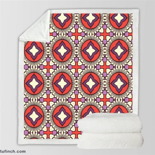 Old Indian Ethnic Sherpa Fleece Blanket