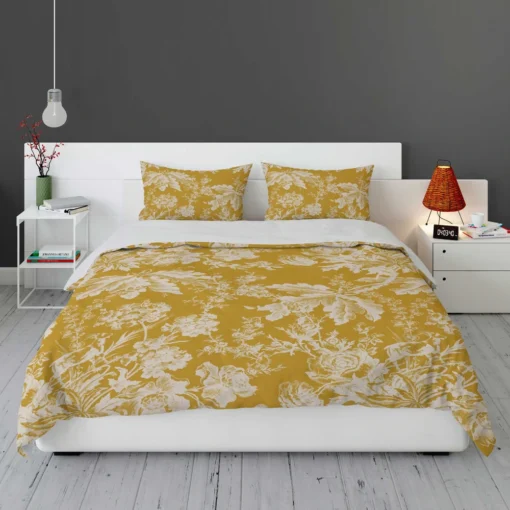 Old Toile Flower Pattern Bedding Set 1