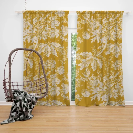 Old Toile Flower Pattern Curtain