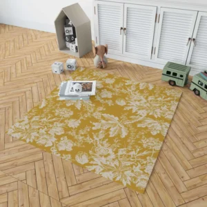 Old Toile Flower Pattern Rug 1