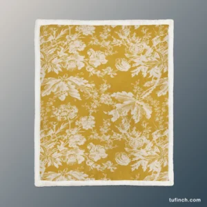 Old Toile Flower Pattern Sherpa Fleece Blanket 1