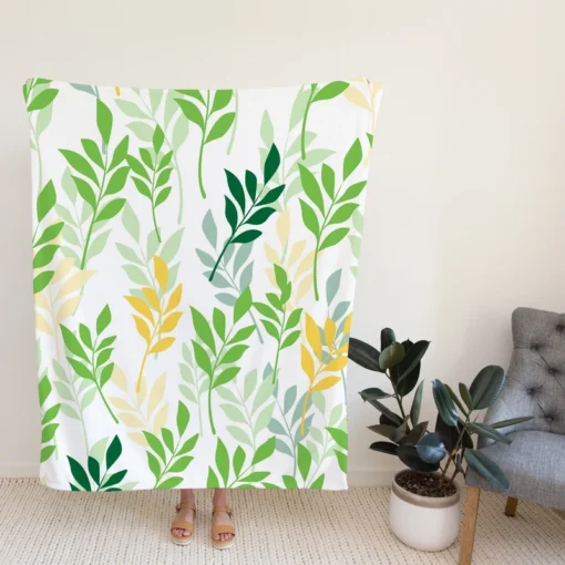 Olive Leaves Pattern Fleece Blanket