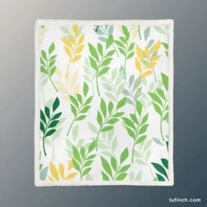 Olive Leaves Pattern Sherpa Fleece Blanket 1