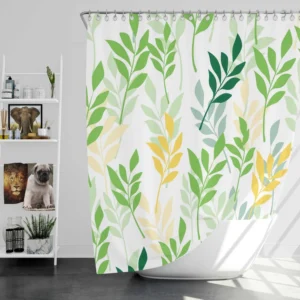 Olive Leaves Pattern Shower Curtain