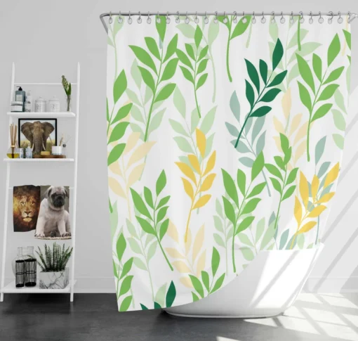 Olive Leaves Pattern Shower Curtain