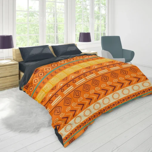 Orange African Tribal Pattern Duvet Cover 1