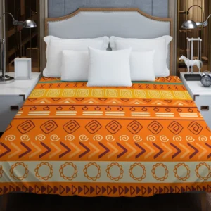 Orange African Tribal Pattern Duvet Cover