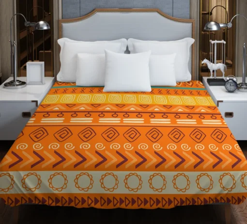 Orange African Tribal Pattern Duvet Cover