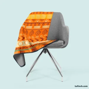 Orange African Tribal Pattern Fleece Blanket 2