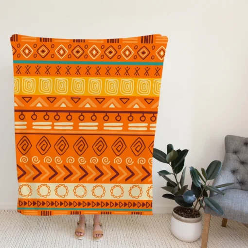 Orange African Tribal Pattern Fleece Blanket