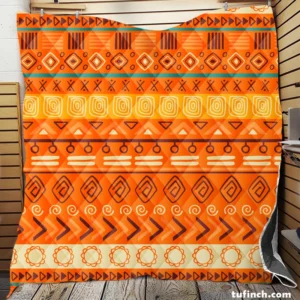 Orange African Tribal Pattern Quilt Blanket