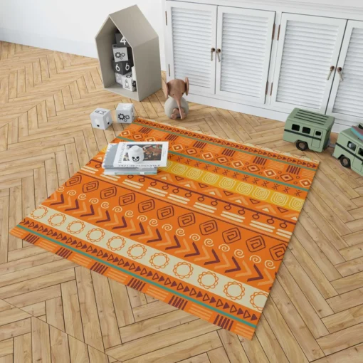 Orange African Tribal Pattern Rug 1