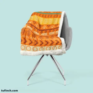 Orange African Tribal Pattern Sherpa Fleece Blanket 2