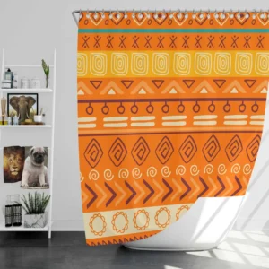 Orange African Tribal Pattern Shower Curtain