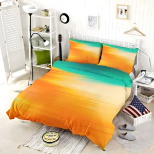 Orange And Green Gradient Abstract Bedding Set