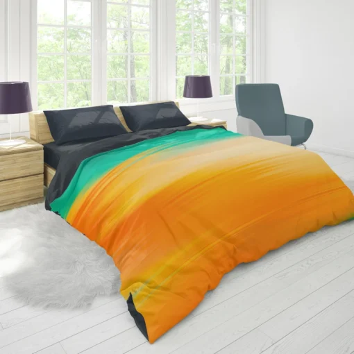 Orange And Green Gradient Abstract Duvet Cover 1