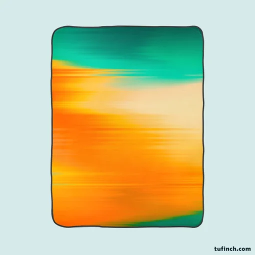 Orange And Green Gradient Abstract Fleece Blanket 1