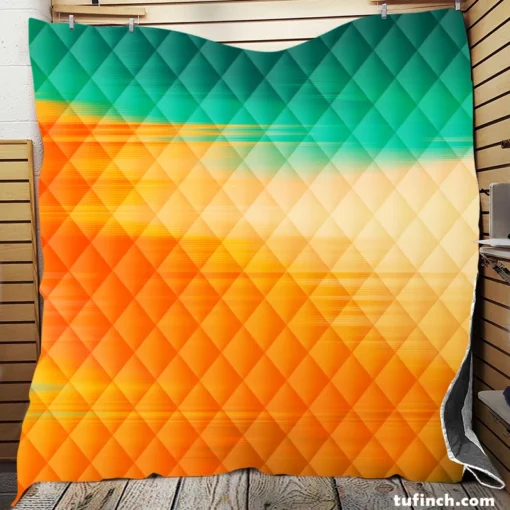 Orange And Green Gradient Abstract Quilt Blanket