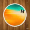 Orange And Green Gradient Abstract Round Beach Towel