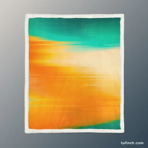 Orange And Green Gradient Abstract Sherpa Fleece Blanket 1