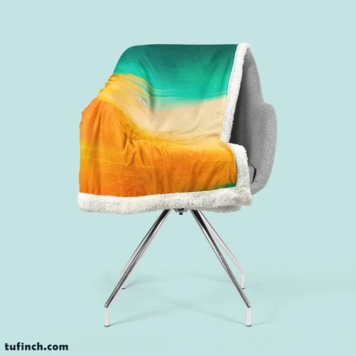 Orange And Green Gradient Abstract Sherpa Fleece Blanket 2